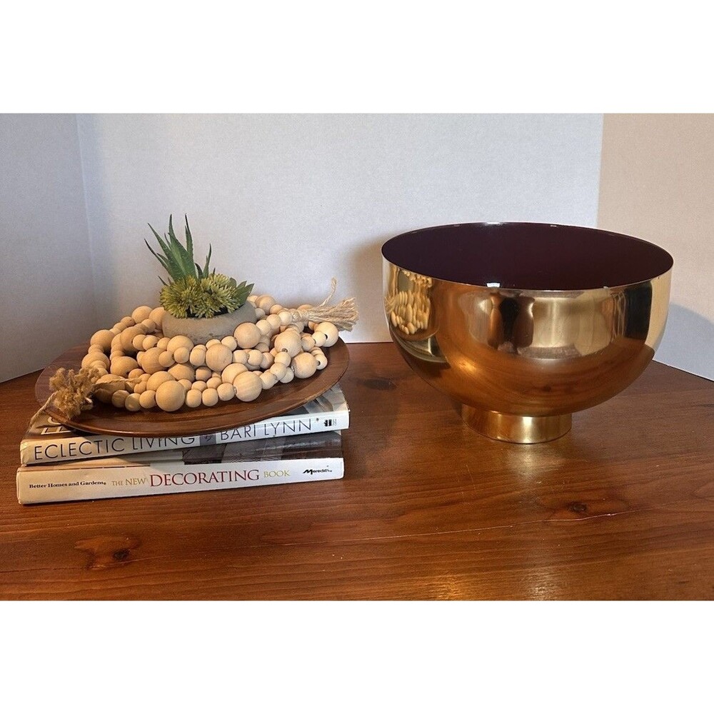 Z Gallerie Emerson Garnet Gold Tone Bowl Mid Century Modern